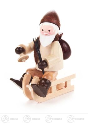 Weihnachtliche Miniatur Nikolaus auf Schlitten natur H=ca 6 cm NEU Erzgebirge