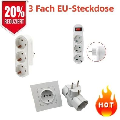 3-Fach Steckdose Steckdosenverteiler Steckdosenleiste Dreifachstecker Adapter