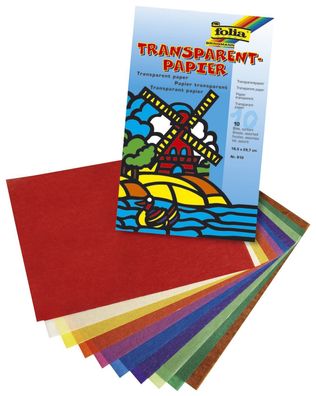 Folia 810 Transparentpapier - Mappe, 18,5 x 29,7 cm, 42 g/qm, 10 Farben sortiert