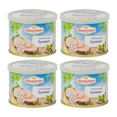 Food-United bayerische Dosenwurst Lyoner-Fleischwurst Zimmermann 4x200g