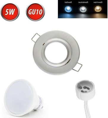 GU10 Einbaurahmen 35° Schwenkbar Ø85mm inkl. GU10 5W Warmweiß 350lm LED Schwarz Eckig