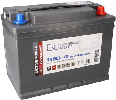 Q-Batteries 12GEL-70 Antriebsbatterie 12V 70Ah (5h), 75Ah (20h) wartungsfreier