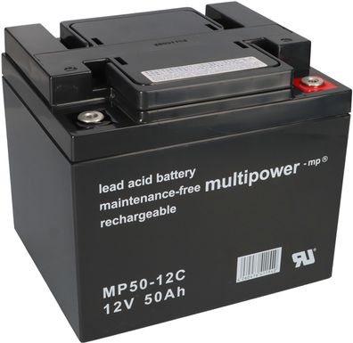 Multipower Blei-Akku MP50-12C Pb 12V 50Ah Zyklenfest M6 Innengewinde