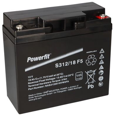 Exide Powerfit Bleiakku AGM 12V 18Ah S312/18 F5