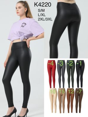 Damen Lederhose Leder Leggings Lederimität Jeggings Hohe Taille Leather Strumpfhose