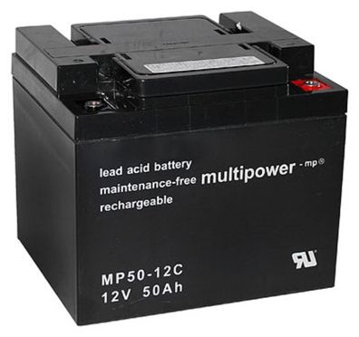 Amazon Multipower Blei-Akku MP50-12C Pb 12V 50Ah Zyklenfest M6 Innengewinde