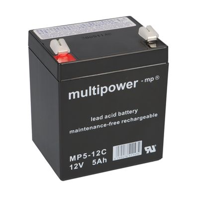 Multipower MP5-12C AGM Zyklenakku 12V 5Ah – F6,3 mm