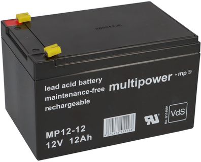 Multipower Blei-Akku MP12-12 Pb 12V 12Ah VdS G114091, Faston 4,8