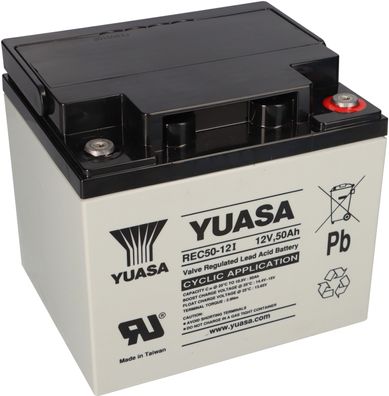 Yuasa Blei-Akku REC50-12I Pb 12V 50Ah Zyklenfest, M5 Innengewinde