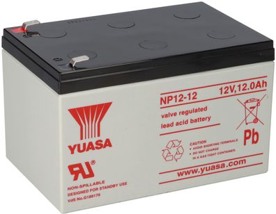 Yuasa Blei-Akku NP12-12 Pb 12V 12Ah VdS, Faston 6,3