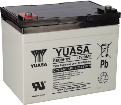 Yuasa Blei-Akku REC36-12I Pb 12V / 36Ah Zyklenfest, M5 Innengewinde