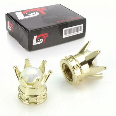 2x Ventilkappe Reifenventil KAPPE KRONE MIT PERLE GOLD FÜR PKW LKW Motorrad QUAD