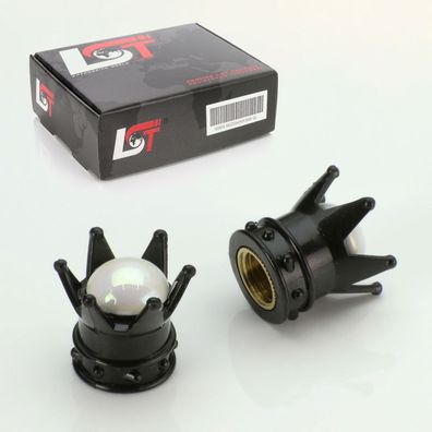 2x Ventilkappe Reifenventil KAPPE KRONE PERLE Schwarz FÜR PKW LKW Motorrad QUAD