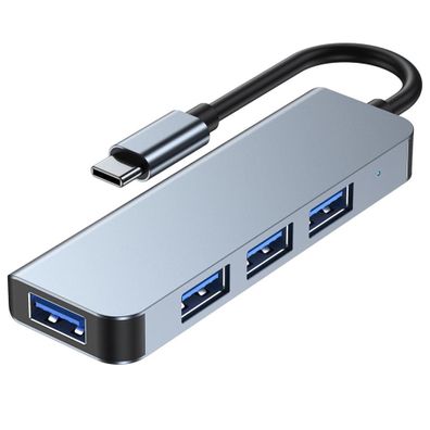 4in1 Multifunktionsadapter HUB V1 USB-C – 3x USB-A 2.0 / USB-A 3.0 in Grau