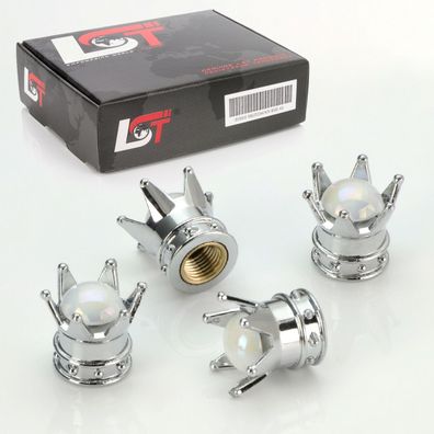 4x Ventilkappe Reifenventil KAPPE KRONE PERLE SILBER FÜR PKW LKW Motorrad QUAD