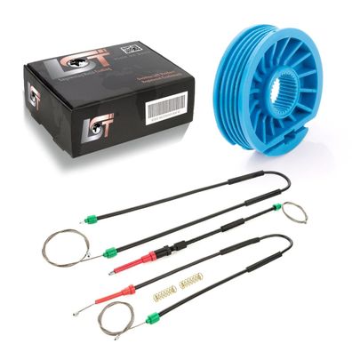 Fensterheber Reparatursatz Seilzug Rolle Set vorne für FORD FOCUS II CABRIO