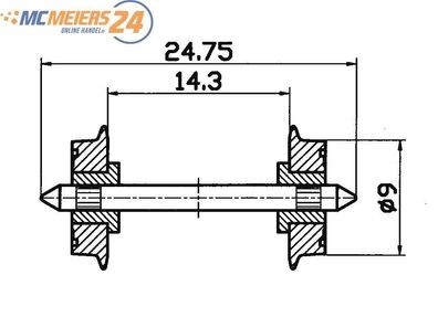 Roco H0 40197 Radsatz 2-fach isoliert 9mm (1 Paar)