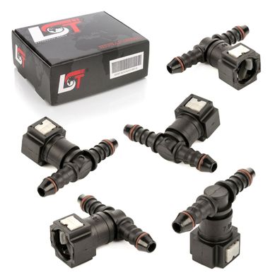 5x Schnellverschluss Kraftstoffleitung Kupplung T-Stück Winkel normal 7,89-8 mm