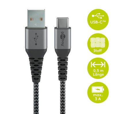 goobay 49295 goobay USB 2.0 A/USB C Kabel 0,5 m schwarz, grau