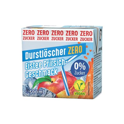 Durstlöscher Eistee Pfirsich Zero intensiver Geschmack 500ml