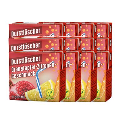 Durstlöscher Granatapfel Zitrone fruchtige Erfrischung 500ml 12er Pack