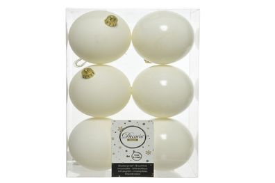 Weihnachtsbaumkugeln bruchfest Ø 8 cm 6 Stück weiß glanz / matt