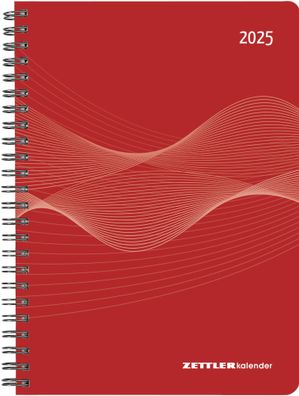 Kalender 2025 -Wochenplaner PP-Einband rot A5 Ringbuch 2025- 14,8 x 21cm