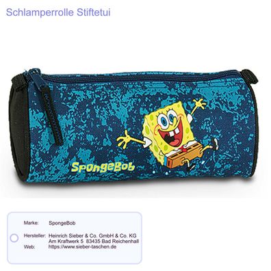 Schlamperrolle SpongeBob Stiftetui Griffelmäppchen marineblau 22x9x7 cm Polyester