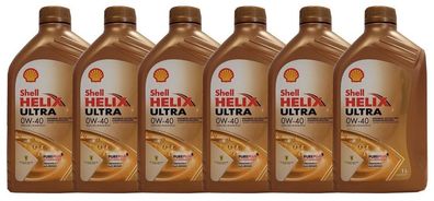 Shell Helix Ultra 0W-40 6x1 Liter Motoröl MB 229.5 RN700 / 710, Fiat 9.55535-Z2