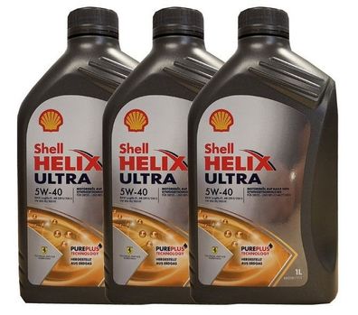 Shell Helix Ultra 5W-40 3x1 Liter Kanne Motoröl BMW Longlife 01, MB 229.5