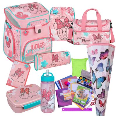 Scooli Schulranzen MINNIE MOUSE 22 Teile-Set Minnie Maus Schmetterling-Schultüte uvm