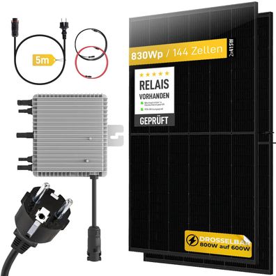 Belko® Balkonkraftwerk 830Wp Komplettset, 2 x 415W Trina Solar Full Black Module,