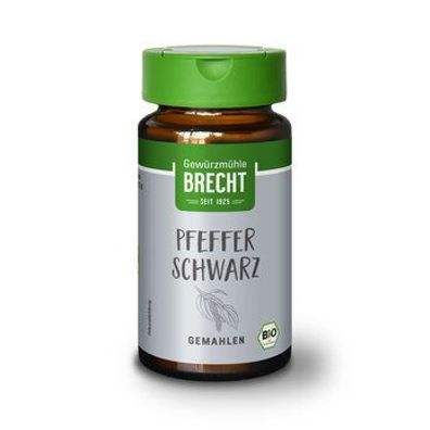 Gewürzmühle Brecht 6x Pfeffer schwarz gemahlen - Glas 40g