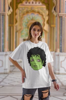 Retro Bio Baumwolle Damen Oversize T Shirt 80s VHS MTV Pac-Man michael jackson