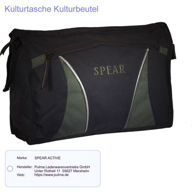 Kulturtasche - Beutel Waschbeutel SPEAR ACTIVE schwarz/olivgrün 32x22x11 cm Polyester