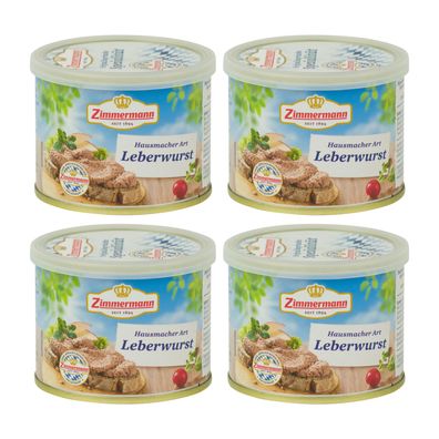 Food-United bayerische Dosenwurst Hausmacher-Leberwurst Zimmermann 4x200g