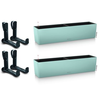 2er + 4 Set LECHUZA® Blumenkasten Balconera Color 80 Pastellgrün All-in-One