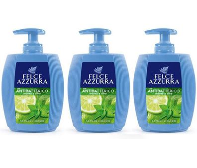 Paglieri Felce Azzurra Minze & Limette Flüssigseife 3x 300 ml Spender