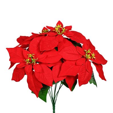 Kunst Weihnachtsstern Strauß - 42 cm - Deko Poinsettia Blume Bouquet künstlich