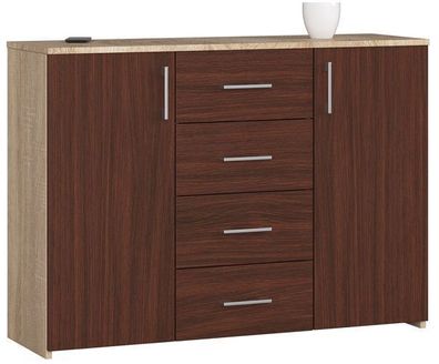 Kommode AKORD K45 Sonoma-Eiche 110 cm 2 Türen Front Wenge B110 x H80 x T35 cm