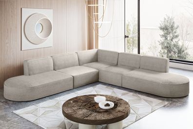 Ecksofa Designer Corner MODENA stoff Poso, viele Farben Beige