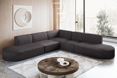 Ecksofa Designer Corner MODENA stoff Poso, viele Farben Dunkelgrau