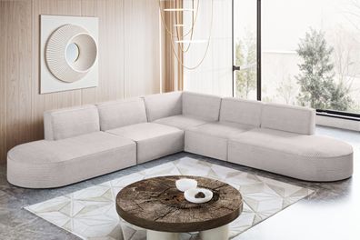 Ecksofa Designer Corner MODENA stoff Poso, viele Farben Ecru