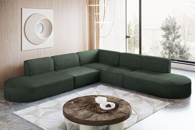 Ecksofa Designer Corner MODENA stoff Poso, viele Farben Grün