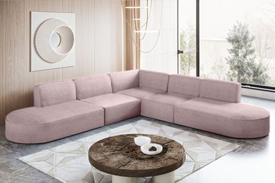 Ecksofa Designer Corner MODENA stoff Poso, viele Farben Rosa
