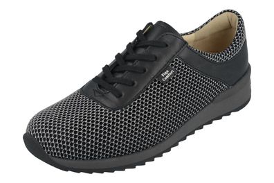 FINN Comfort Cerritos Damen Halbschuhe Schnürschuhe schwarz quarz Mesh Leder