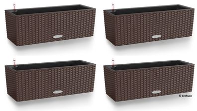 4er - Set LECHUZA® Blumenkasten Balconera Cottage 50 Mokka