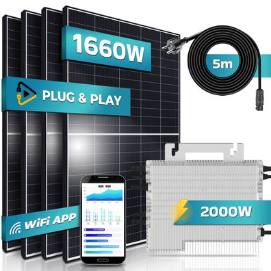 Sunniva® Balkonkraftwerk 1660W/2000W mit Deye Wechselrichter Solaranlage