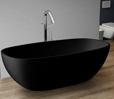 Badewanne Mineralguss StoneArt schwarz 177x88 matt