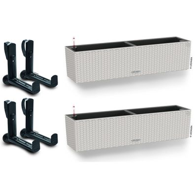 2er + 4 Set LECHUZA® Blumenkasten Balconera Cottage 80 Lichtgrau All-in-One